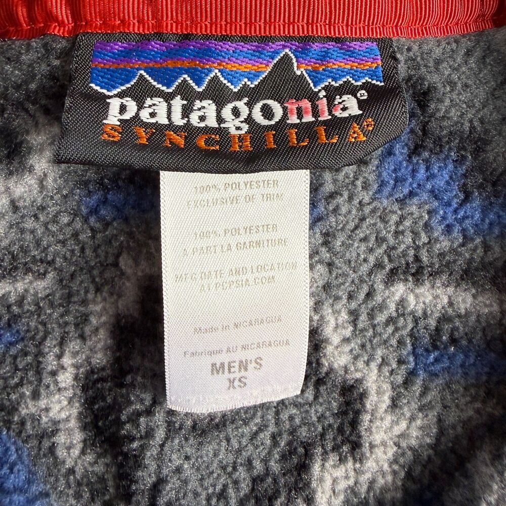 Patagonia Synchilla Snap-T Fleece Jacket Mens XS Gray Blue Yanaba Aztec Tribal - Picture 5 of 10